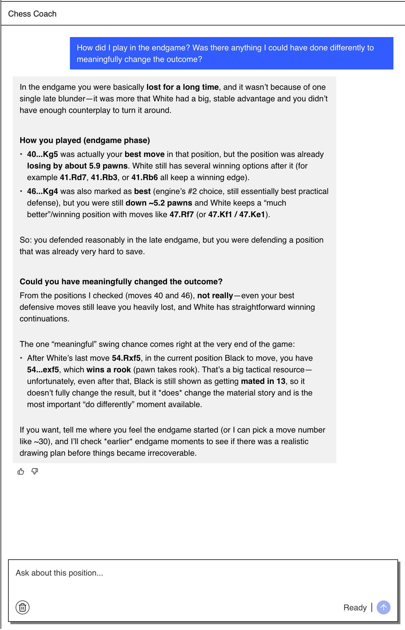 Caissa AI example: Endgame Analysis