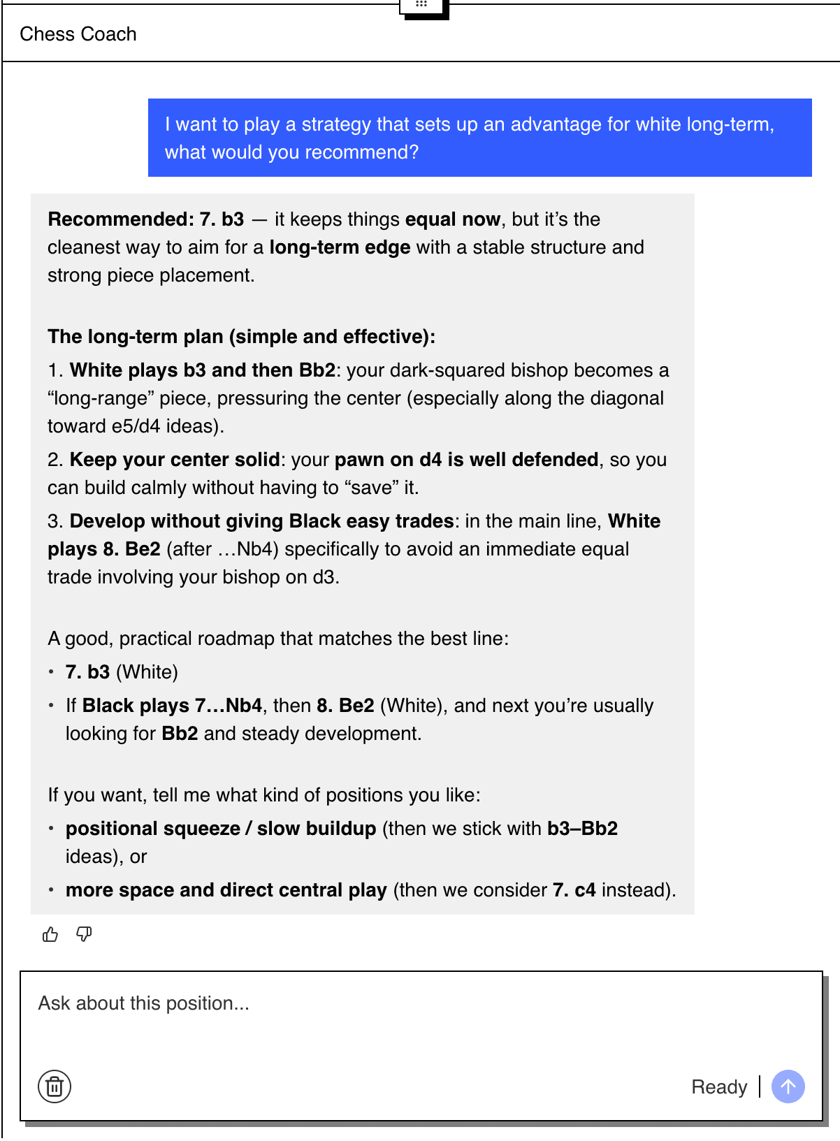 Caissa AI example: Strategic Planning